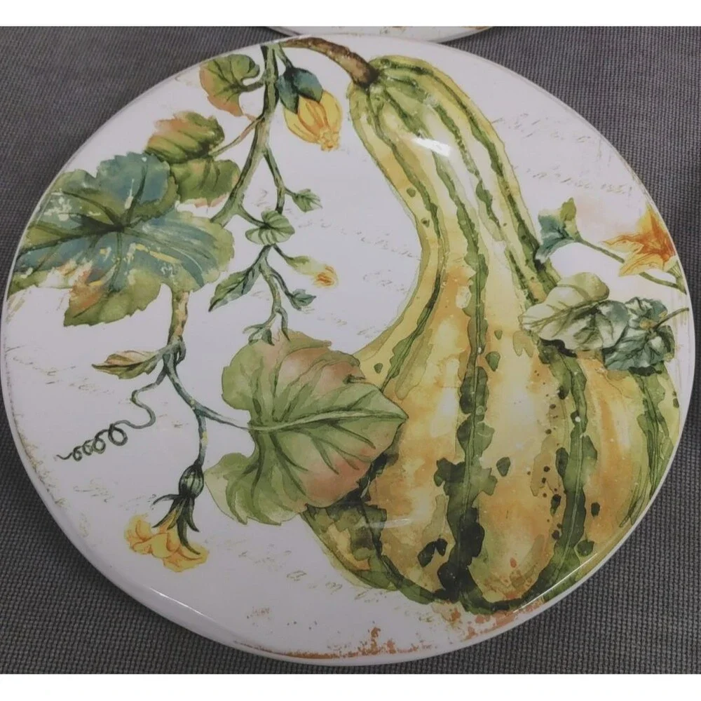 4 PC Set Pier 1 Pumpkin Patch Squash Autumn Fall Salad/Luncheon Plate